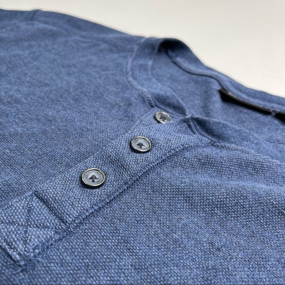 MARC ANTHONY Navy Blue Textured 1/4 Button Down Casual Dressy Office T-Shirt Top - Picture 4 of 6